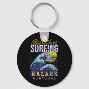 Porte-clés Surf de grosses vagues Nazaré Portugal Surfeur Sur