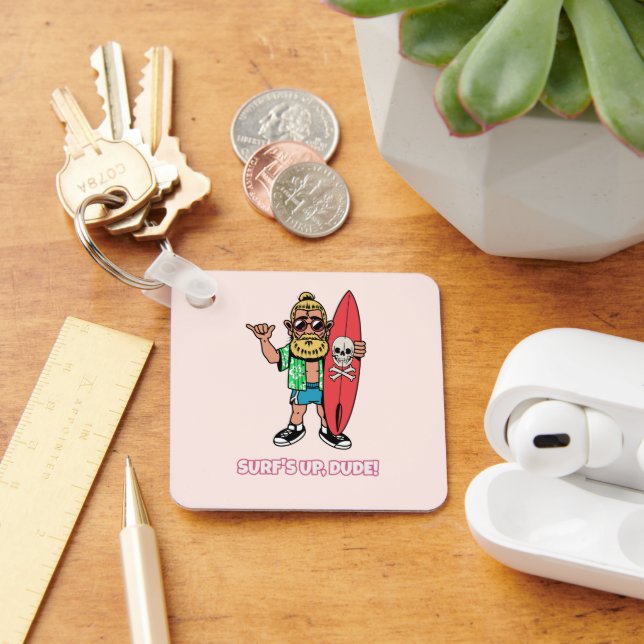 Porte-clés Surf’s Up Dude Bearded Cartoon Surfer (Bureau)