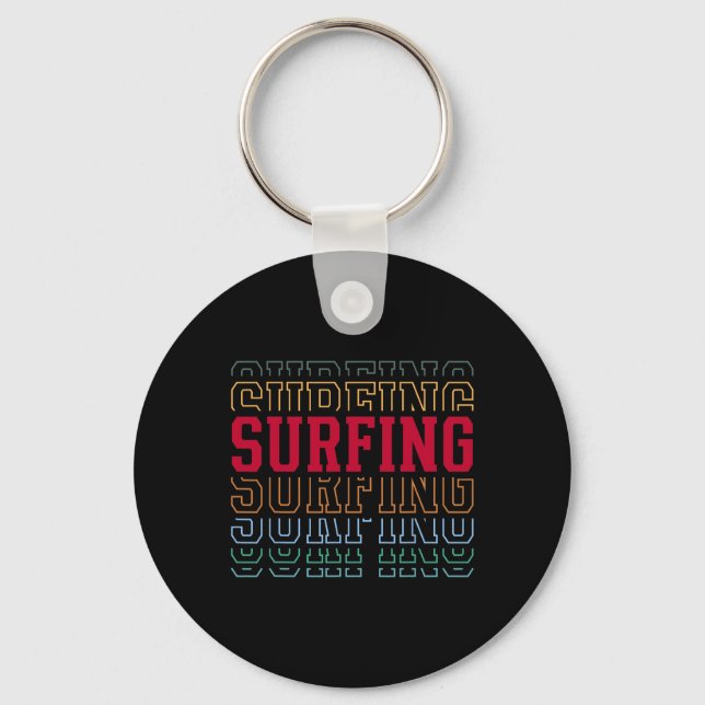 Porte-clés Surfant Texte Superposé Drôle Surfeur Coach Jeunes (Recto)