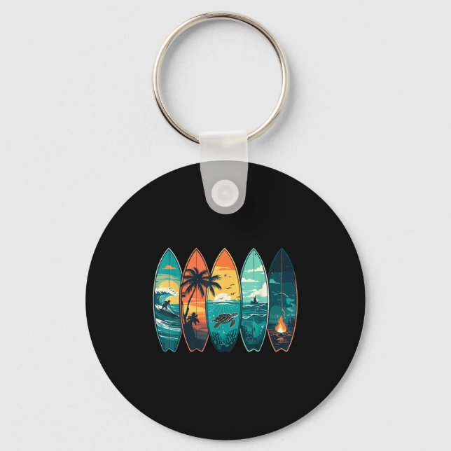 Porte-clés Surfboards Sunset Ocean Beach Vibe Surfer  (Recto)