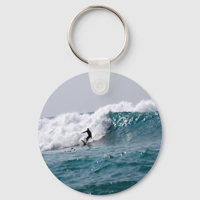 Porte-clés Surfer dans une vague géante hawaïenne (Recto)