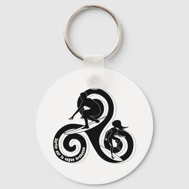 Porte-clés Surfer sur la vague bretonne (Recto)