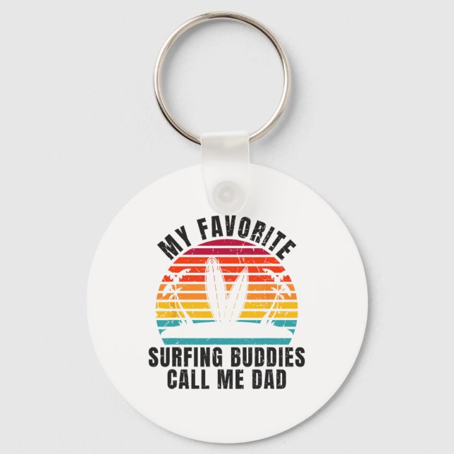 Porte-clés Surfeur Mes potes de surf préférés m'appellent Pap (Recto)