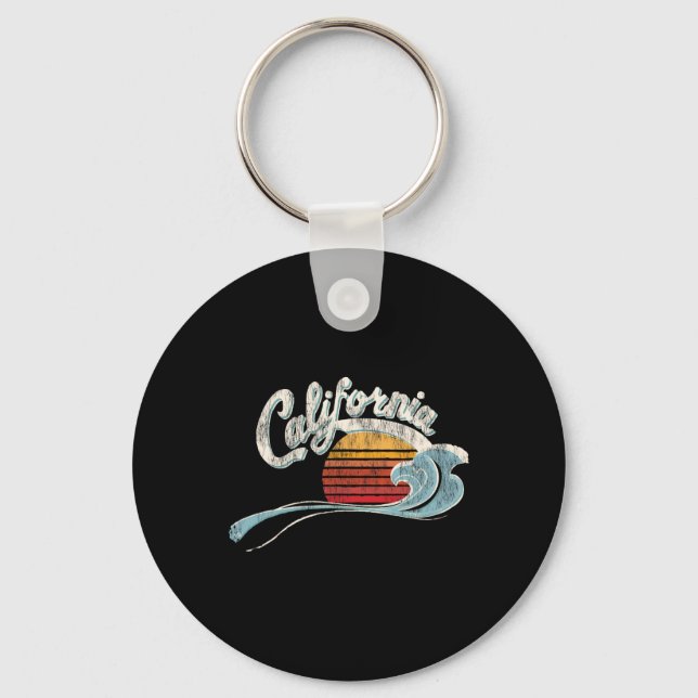 Porte-clés Surfeur Rétro - Graphique des années 70 Coucher de (Recto)