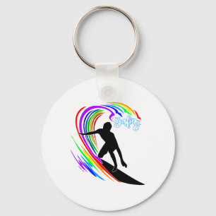 Porte-clés Surfing arc-en-ciel