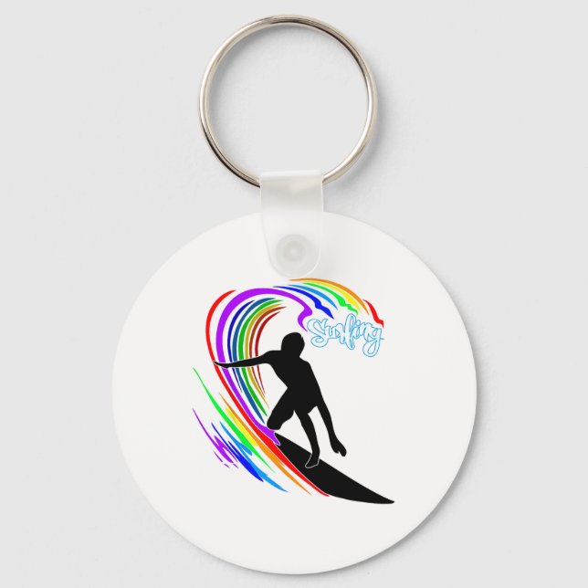 Porte-clés Surfing arc-en-ciel  (Recto)