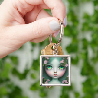 Porte-clés Surréalisme Pop personnalisé Fille aux yeux verts