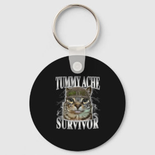 Porte-clés Survivant de mal de ventre Mème de chat drôle 