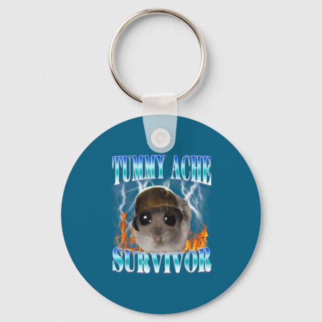 Porte-clés Survivant des maux de ventre Hamster Meme Citation (Recto)