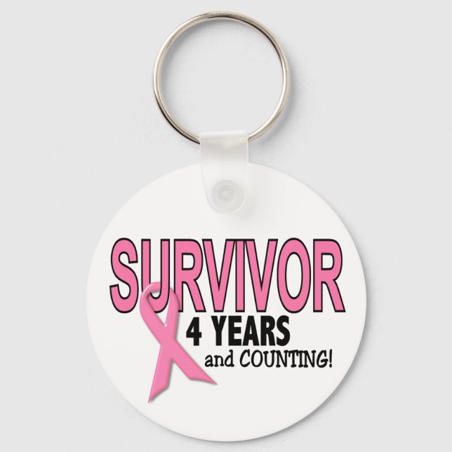 Porte-clés SURVIVANT DU CANCER DU SEIN 4 ans & comptage (Recto)