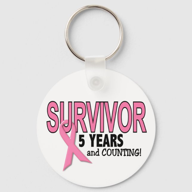 Porte-clés SURVIVANT DU CANCER DU SEIN 5 ans & comptage (Recto)