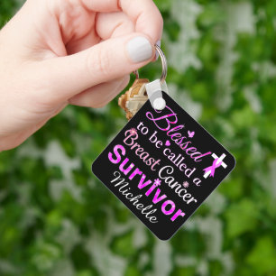 Porte-clés Survivant du cancer du sein béni