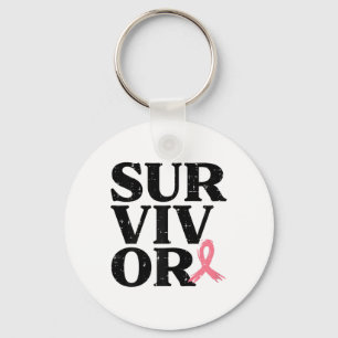Porte-clés Survivant Pink Ribbon Warrior Cancer du sein Décer