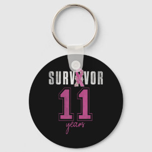 Porte-clés Survivante 11 ans Ruban d'octobre Cancer du sein
