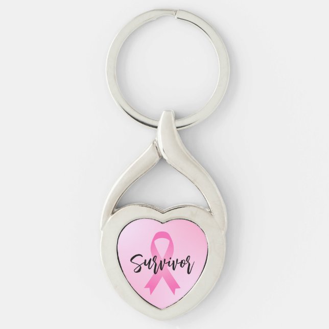 Porte-clés Survivante Cancer du Sein Rose (Devant)
