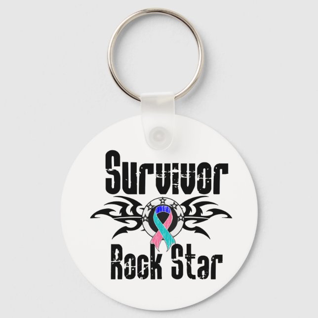 Porte-clés Survivor Rock Star - Thyroid Cancer Survivor (Recto)
