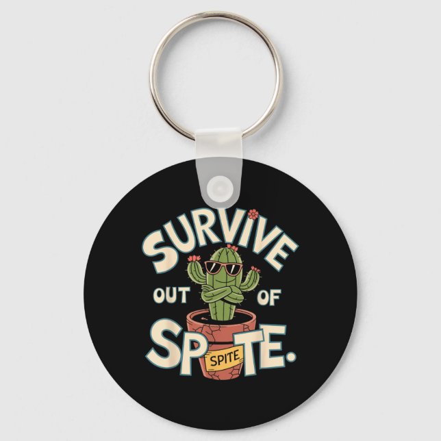 Porte-clés Survivre par dépit Drôle Cactus Cool Rétro (Recto)