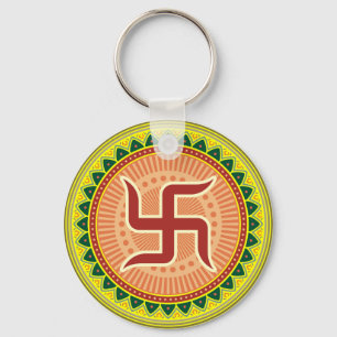 Porte-clés Swastika avec Mandana à l'indienne traditionnelle