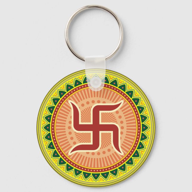 Porte-clés Swastika avec Mandana à l'indienne traditionnelle (Recto)