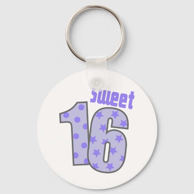 Porte-clés Sweet 16 (Points Et Étoiles Violets) (Recto)