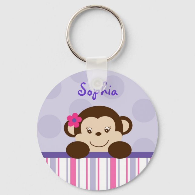 Porte-clés Sweet Lil Girl Monkey Porte - clé personnalisé (Recto)