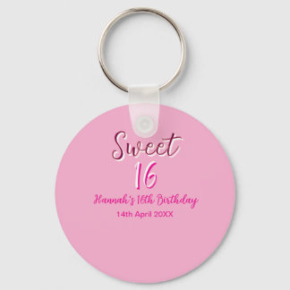 Porte-clés Sweet sixteen pink white name date bold letter mar
