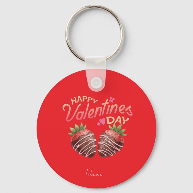 Porte-clés Sweet Strawberry Valentine's Day Personalized Coff (Recto)
