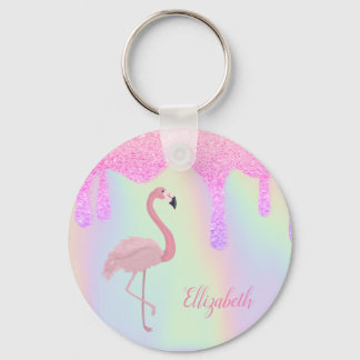 Porte-clés Sweet tendance Holographique, Flamant rose rose