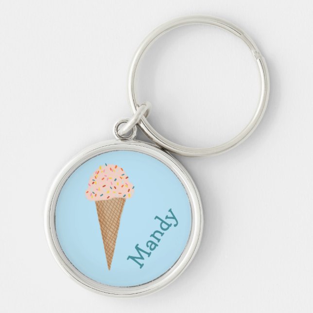 Porte-clés Sweet Treat Pink Ice Cream Cone Sprinkles CUSTOM (Devant)