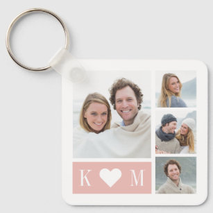 Porte-clés Sweetheart Initials Editable Color Photo Keychain