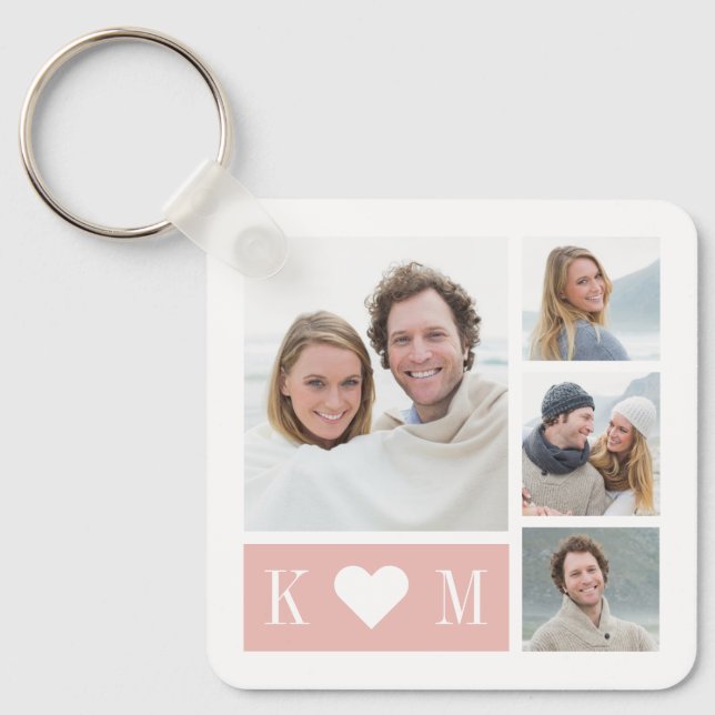 Porte-clés Sweetheart Initials Editable Color Photo Keychain (Recto)