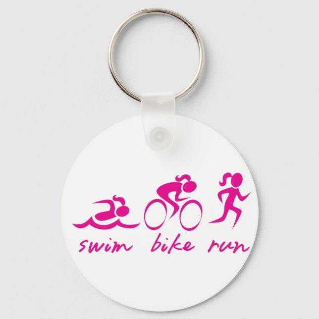 Porte-clés Swim Bike Run Tri Girl (Recto)