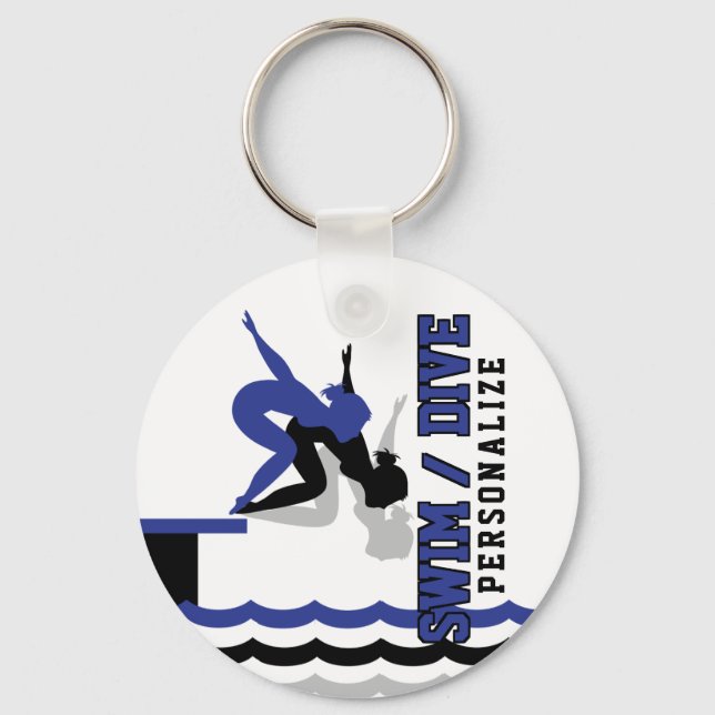 Porte-clés Swim Dive Team - Bleu foncé et Noir (Recto)