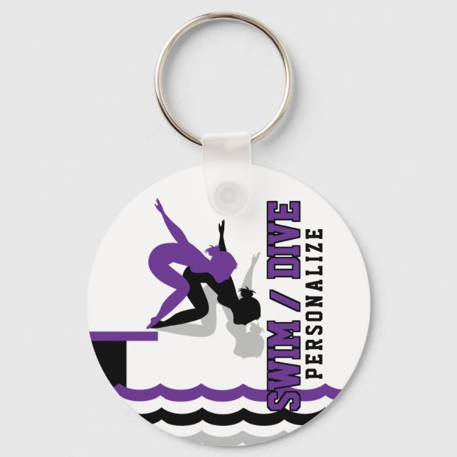 Porte-clés Swim Dive Team - Purple and Black (Recto)