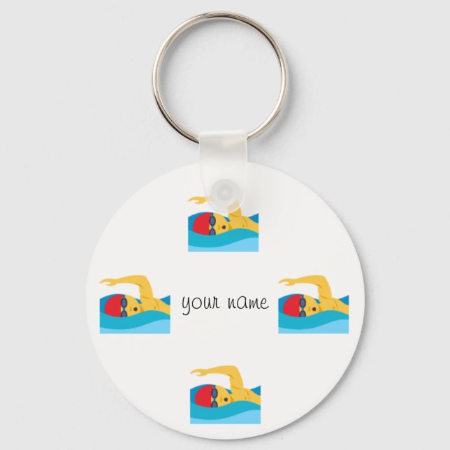 Porte-clés Swimmer Emoji et '' Votre nom ici " (Recto)