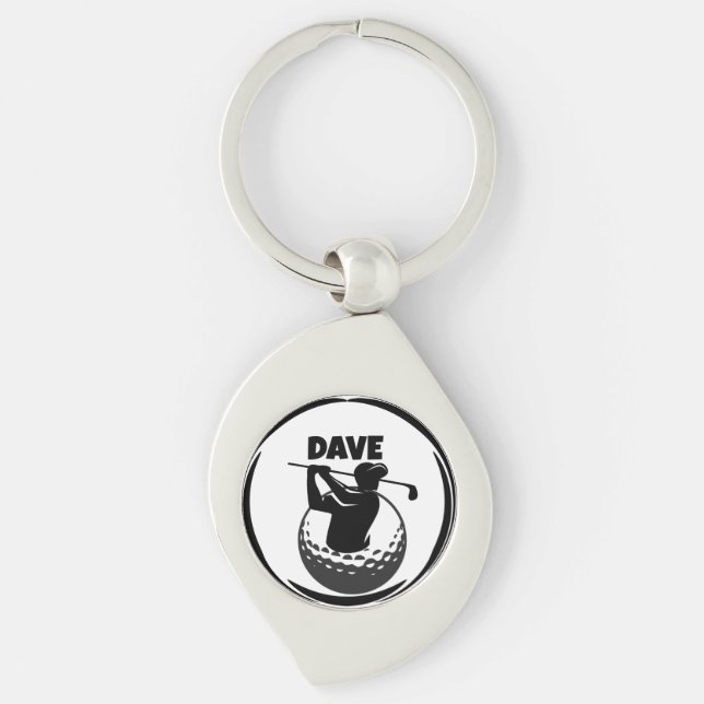 Porte-clés Swing de golf masculin & Balle de golf (Devant)