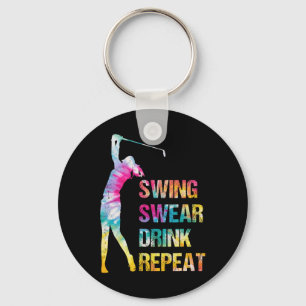 Porte-clés Swing de golf vintage jurer boire répéter amour go