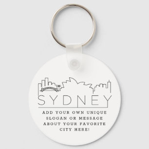 Porte-clés Sydney   Stylized Skyline Custom Slogan