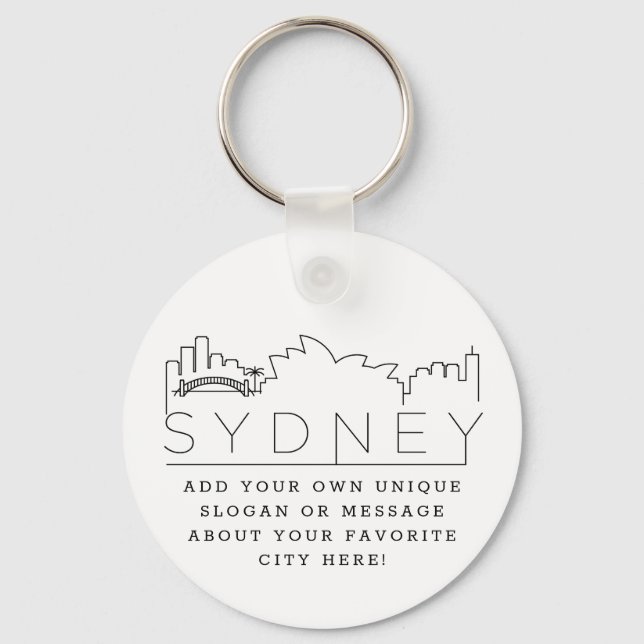 Porte-clés Sydney | Stylized Skyline Custom Slogan (Recto)