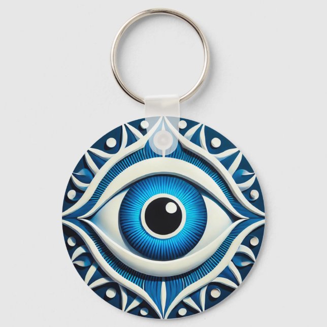 Porte-clés Symbole abstrait de l'œil maléfique bleu (Recto)