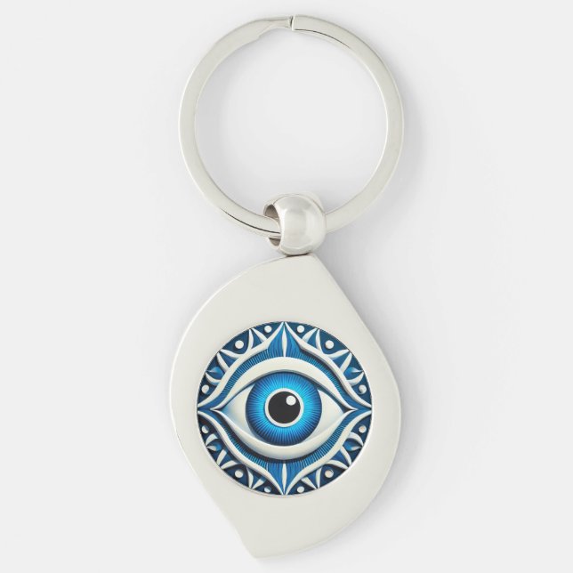 Porte-clés Symbole abstrait de l'œil maléfique bleu (Devant)