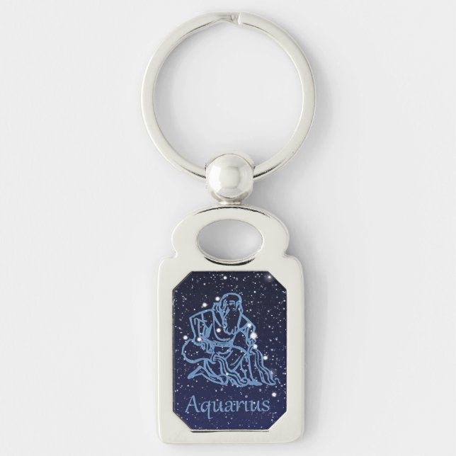 Porte-clés Symbole Aquarius Constellation et Zodiaque avec ét (Devant)