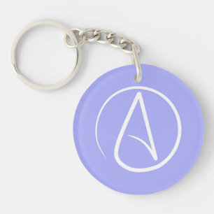 Porte-clés Symbole athée : blanc sur perwinkle