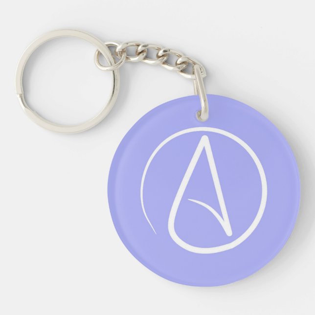 Porte-clés Symbole athée : blanc sur perwinkle (Devant)