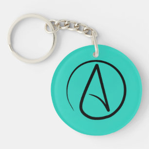 Porte-clés Symbole athée : noir sur verdigris