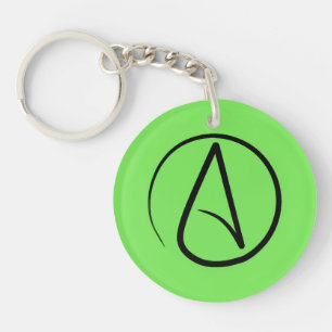 Porte-clés Symbole athée : noir sur vert citron