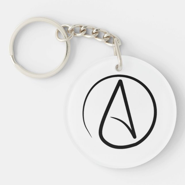 Porte-clés Symbole athéisme : noir sur blanc (Devant)