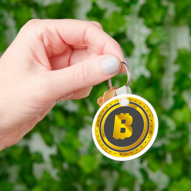Porte-clés Symbole Bitcoin doré Monnaie numérique (Créateur téléchargé)