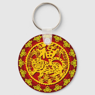 Porte-clés Symbole chinois de la bonne fortune