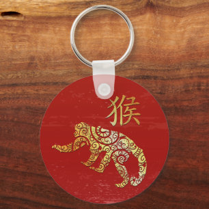 Porte-clés Symbole chinois de singe Zodiaque Horoscope Conste